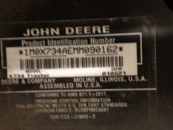 John Deere X734 2021