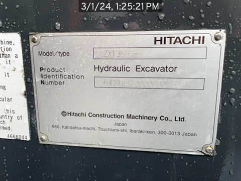 Hitachi ZX135 2018