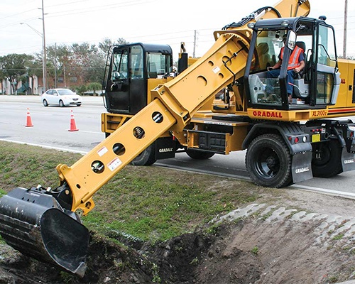 Imagen de equipos de excavadoras con velocidad para carreteras